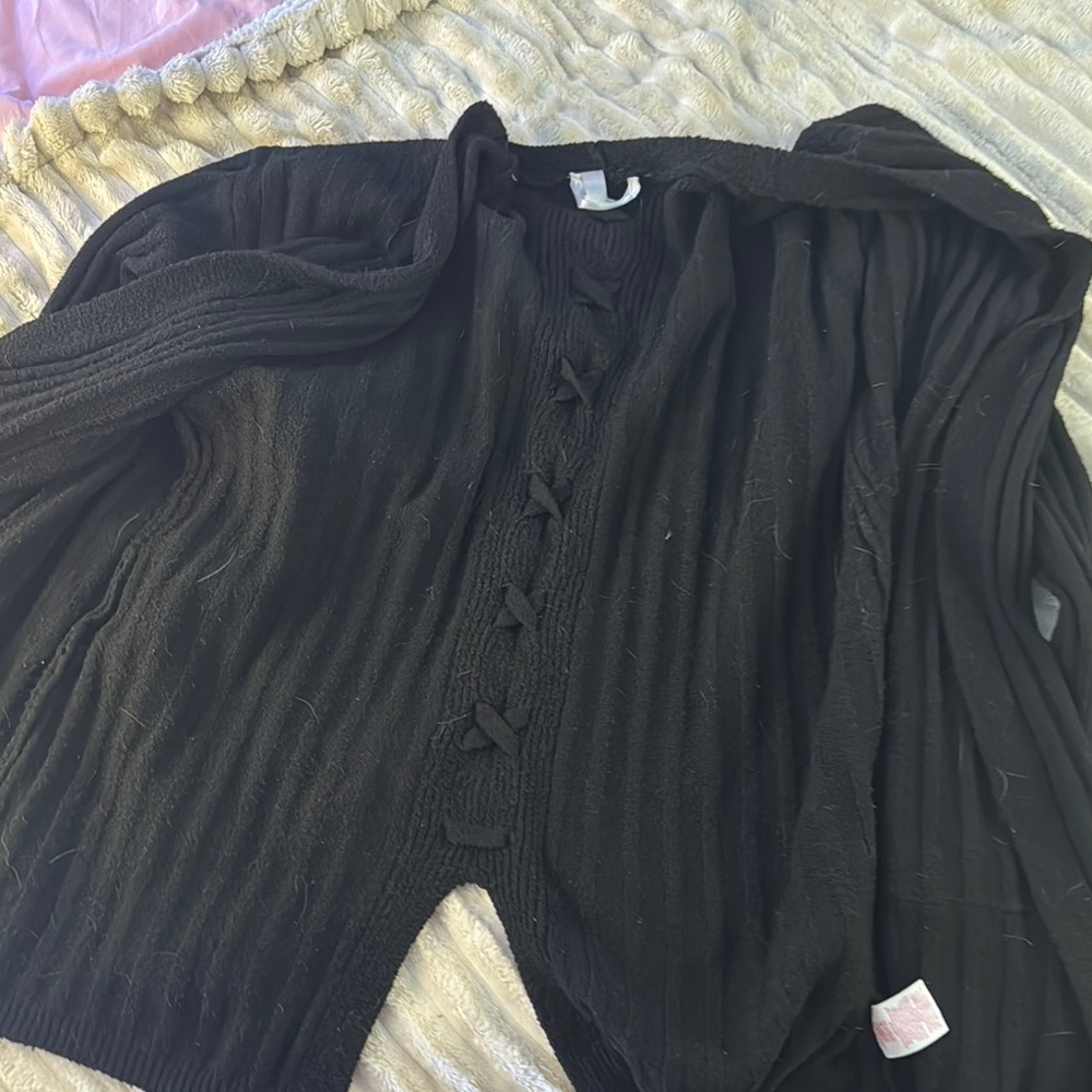 No Boundaries Black Ribbed Cardigan Sweater